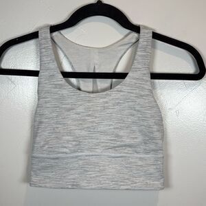 Lululemon Invigorate Bra Long Line White Gray Stripes Size 4